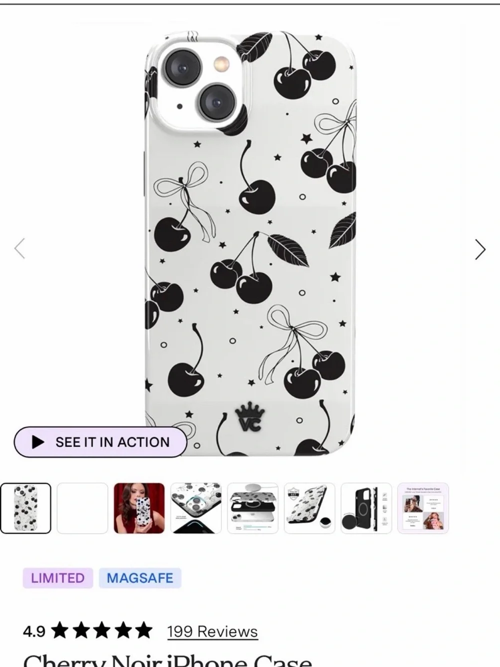 Velvet Caviar Black & White Cherry Pattern iPhone Case IPHONE 14 PLUS